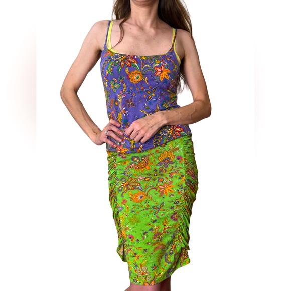 RALPH LAUREN PURPLE LABEL SILK VIBRANT PURPLE & GREEN FLORAL PAISLEY 2 PIECE SET - Picture 3 of 8